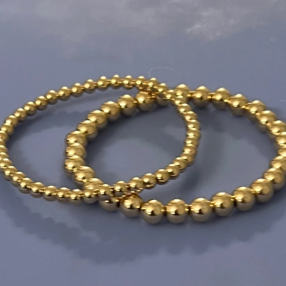 New 14K Yellow Gold-Filled 6 mm stretch Bead 6 1/2